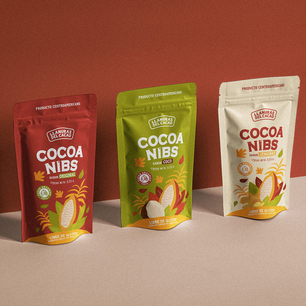 Llanuras linea cocoa nibs packaging